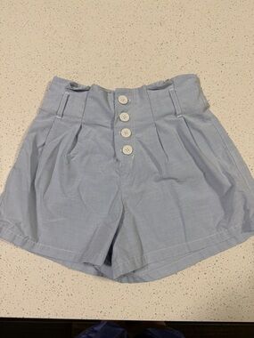 Albion High-Waist Pale Blue Button-Front Shorts